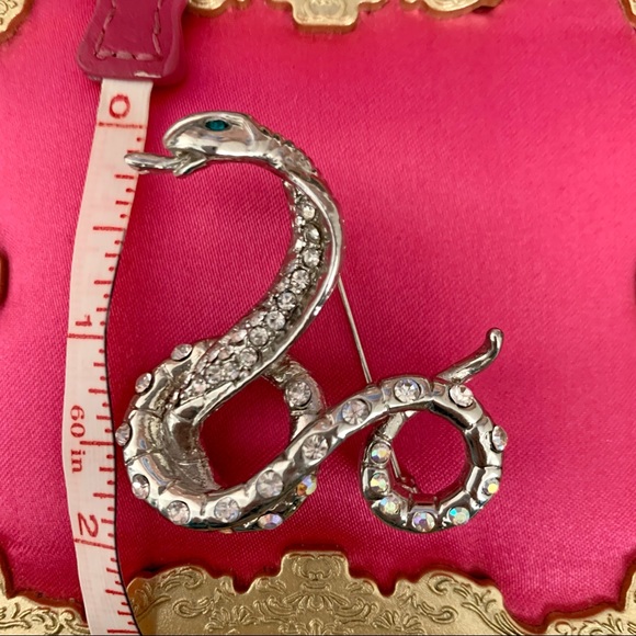 Silver Rhinestone Snake Cobra Brooch EUC - Picture 7 of 8